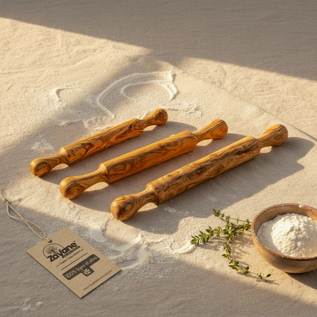 Handgefertigtes Nudelholz aus Olivenholz – Natürlicher Teigroller für Pasta und Gebäck – M, L, XL – Zayane™