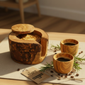 Set of 6 Hand-Carved Olive Wood Coasters with Grooved Base | Zayane™