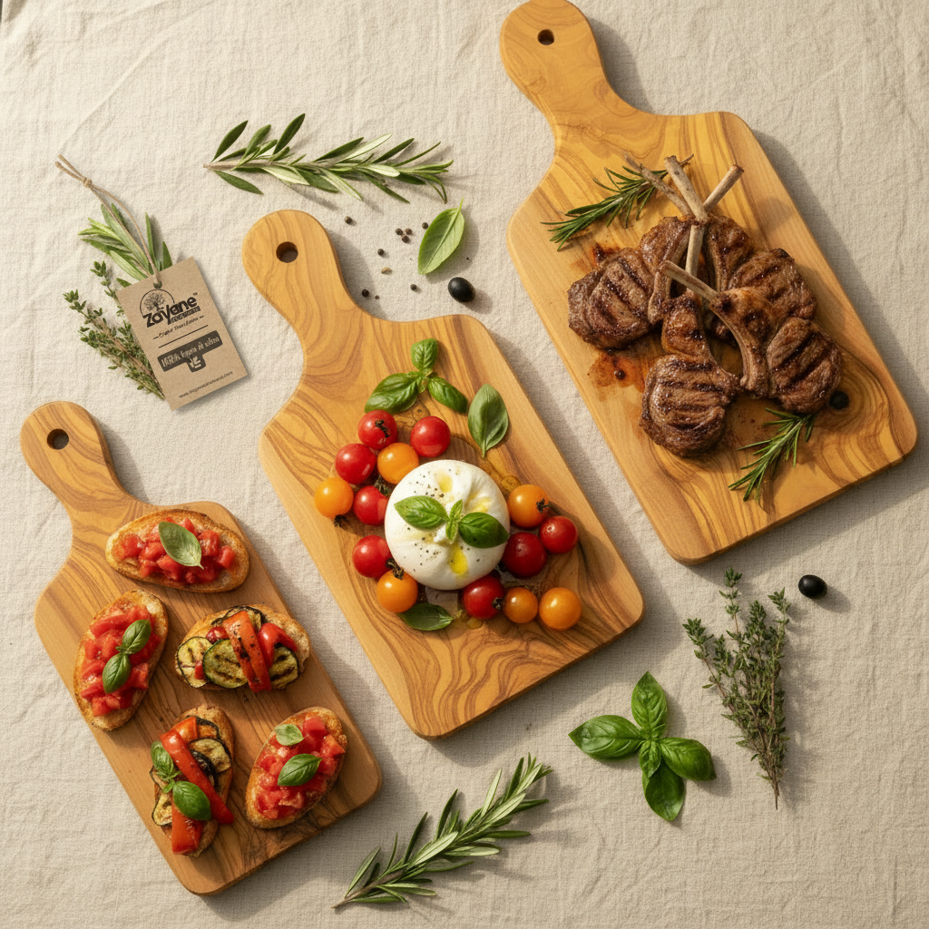 Set di 3 Taglieri – Manico Lungo in Legno d'Ulivo | Zayane™