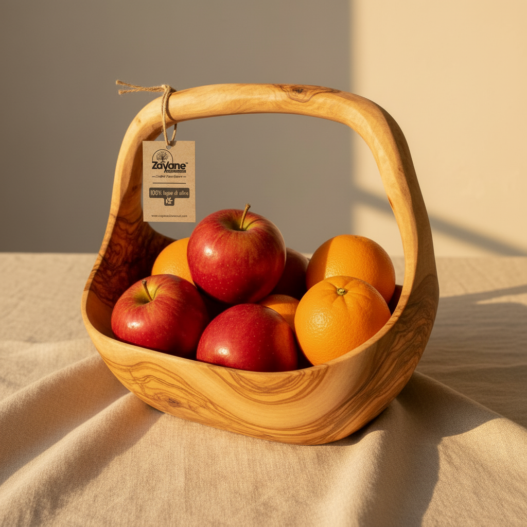 Cestino Porta Frutta in Legno d'Ulivo Artigianale – 2 Forme | Zayane™