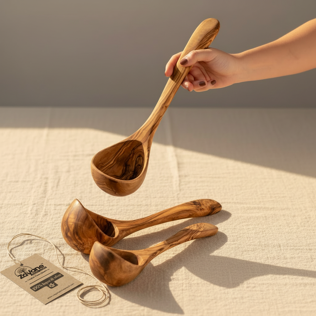 3-teiliges Kellen-Set – Für Suppen und Eintöpfe aus Olivenholz | Zayane™