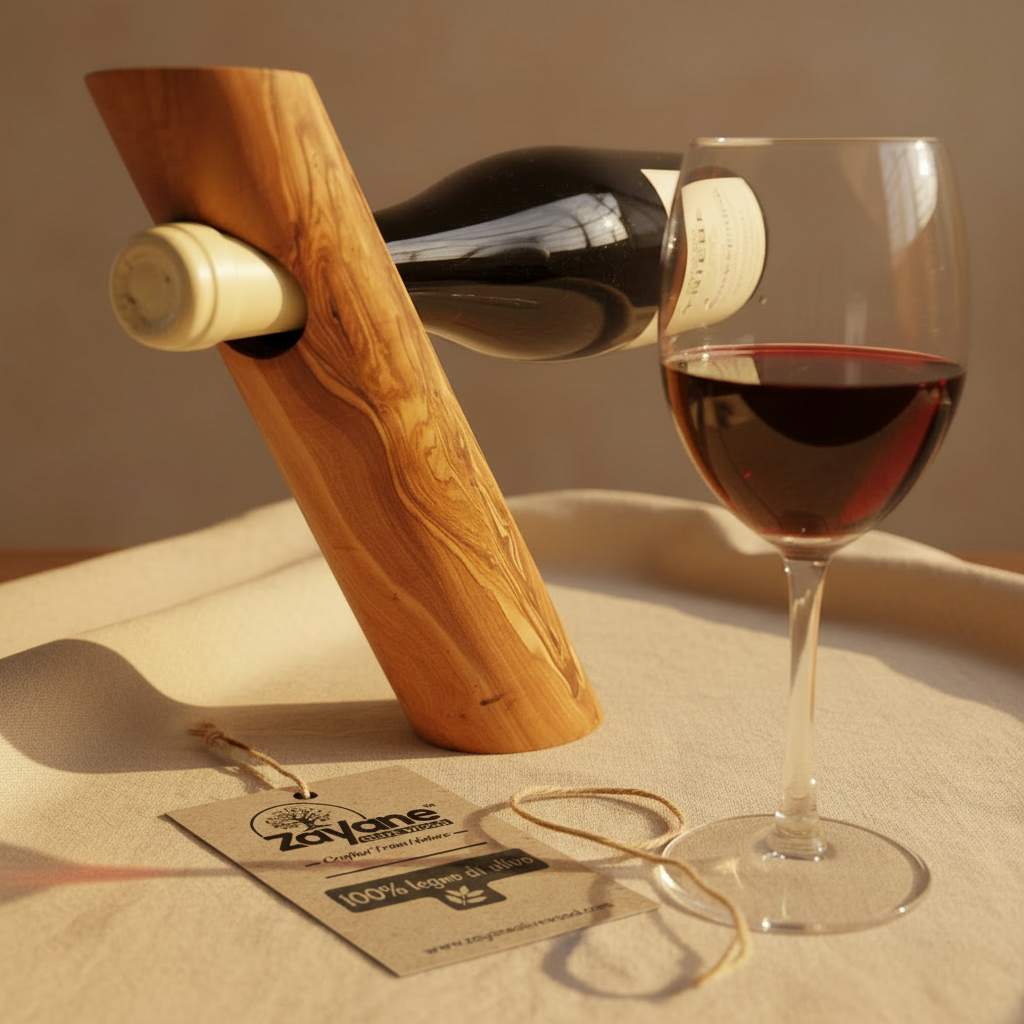 Portabottiglie Artigianale Obliquo in Legno d’Ulivo – Zayane™