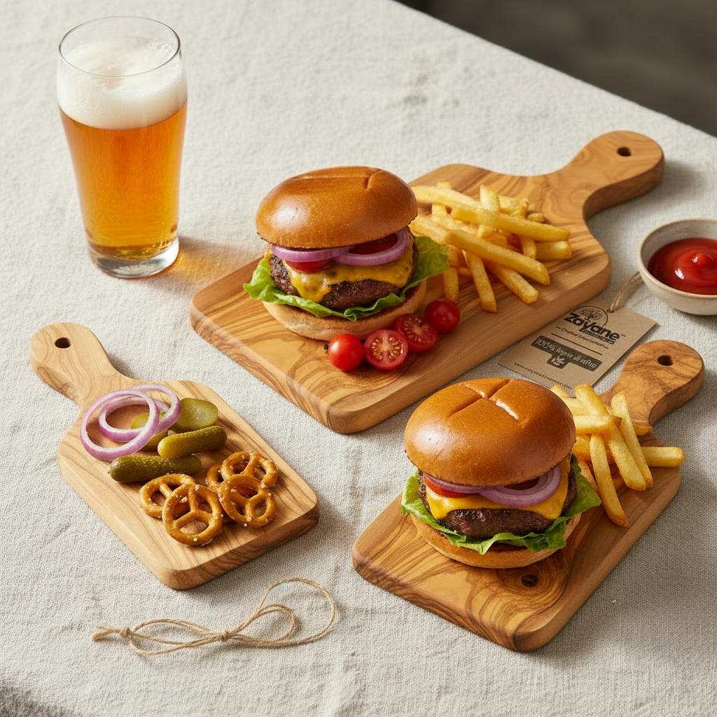 Set of 3 Chopping Boards – Long Olive Wood Handle | Zayane™