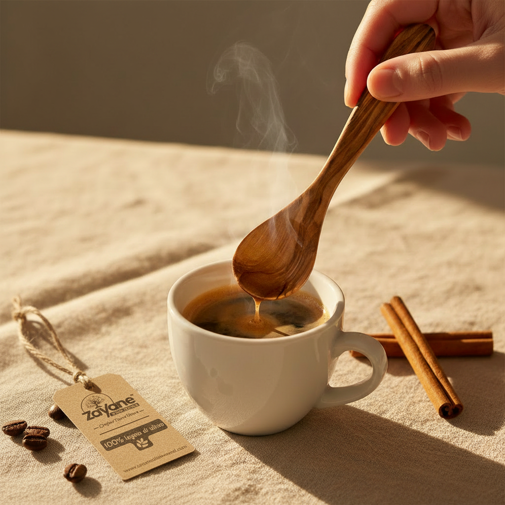 Set 4 Cucchiaini da Caffè in Legno d'Ulivo | Zayane™