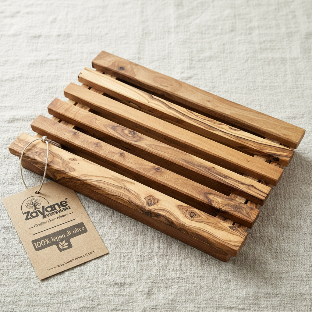 Vassoio Taglia Pane in Legno d’Ulivo con Raccogli Briciole | Zayane™