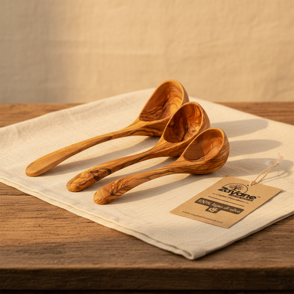3-teiliges Kellen-Set – Für Suppen und Eintöpfe aus Olivenholz | Zayane™