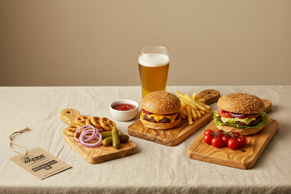 Set of 3 Chopping Boards – Long Olive Wood Handle | Zayane™