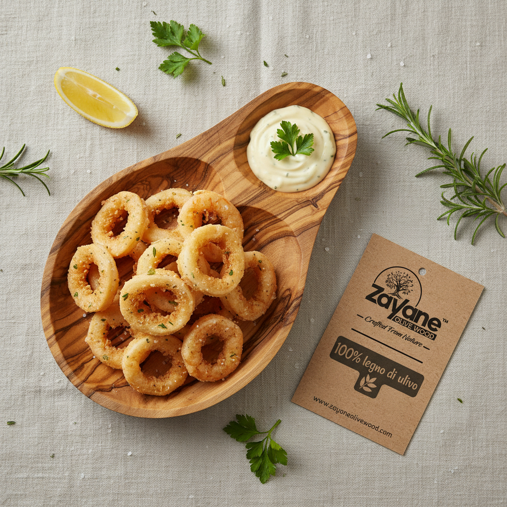 Vassoio Aperitivo in Legno d'Ulivo con Porta Salsa | Zayane™