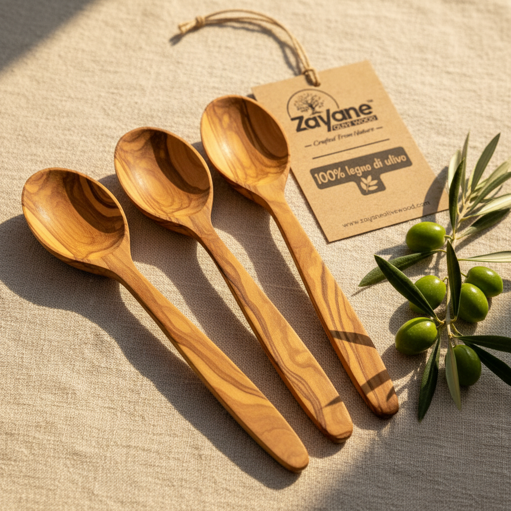 3er Set Holzlöffel – Essbesteck aus Olivenholz | Zayane™