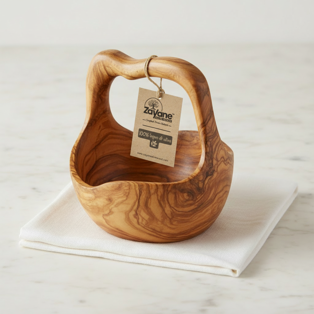 Handcrafted Olive Wood Fruit Basket – 2 Shapes | Zayane™