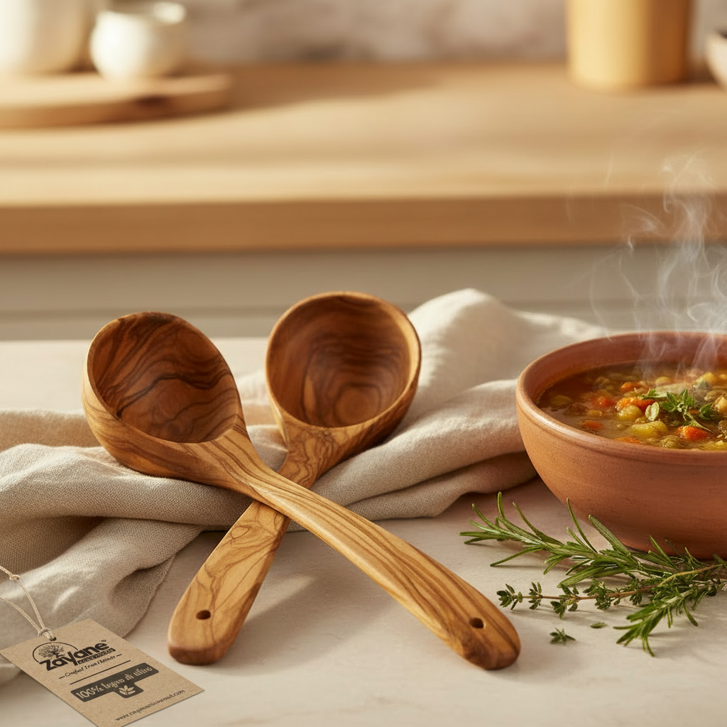 3-teiliges Kellen-Set – Für Suppen und Eintöpfe aus Olivenholz | Zayane™