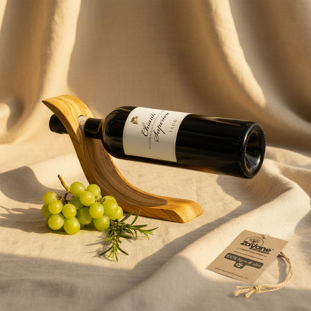 Flaschenhalter „S-Form“ aus Olivenholz – Zayane™