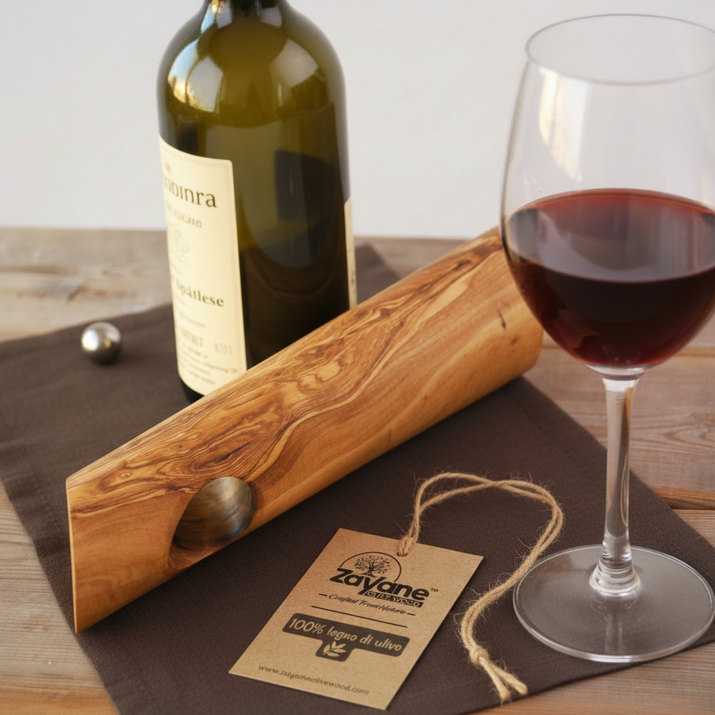 Portabottiglie Artigianale Obliquo in Legno d’Ulivo – Zayane™