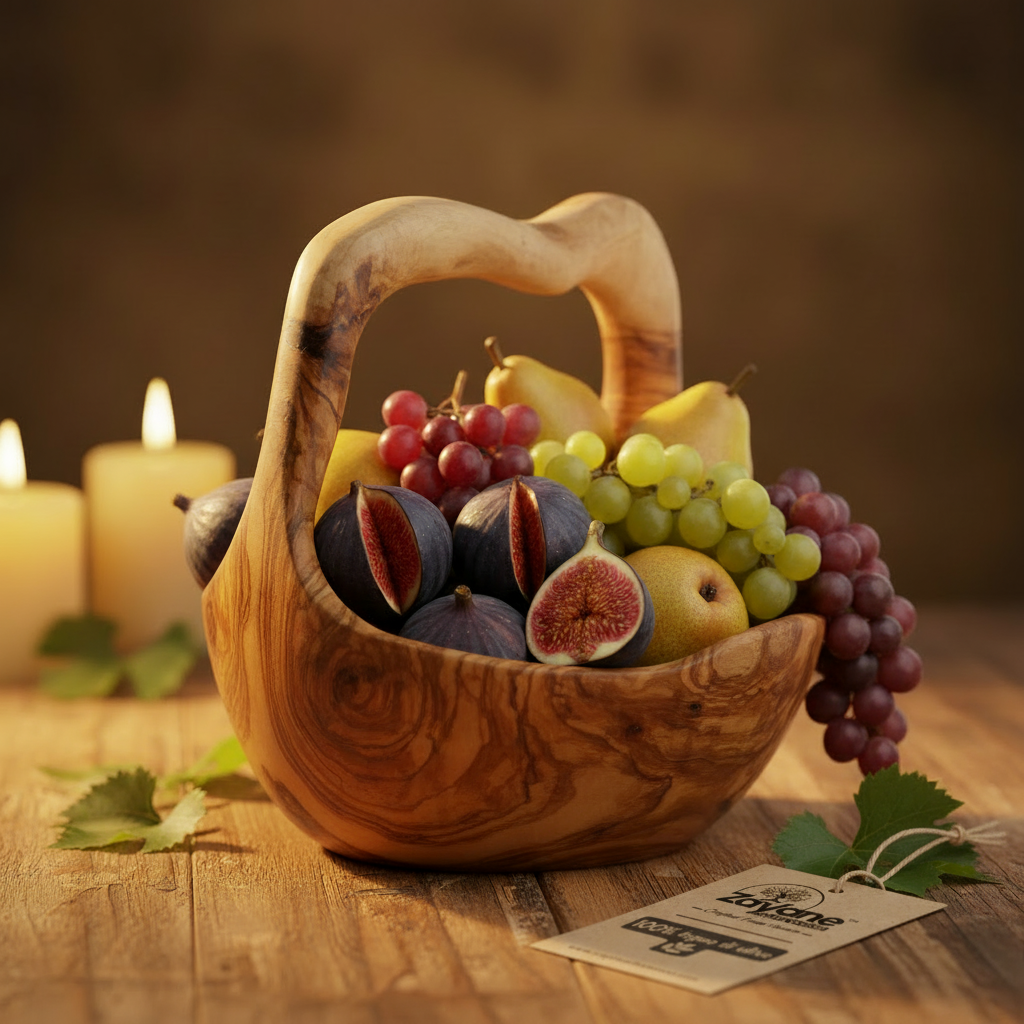 Cestino Porta Frutta in Legno d'Ulivo Artigianale – 2 Forme | Zayane™