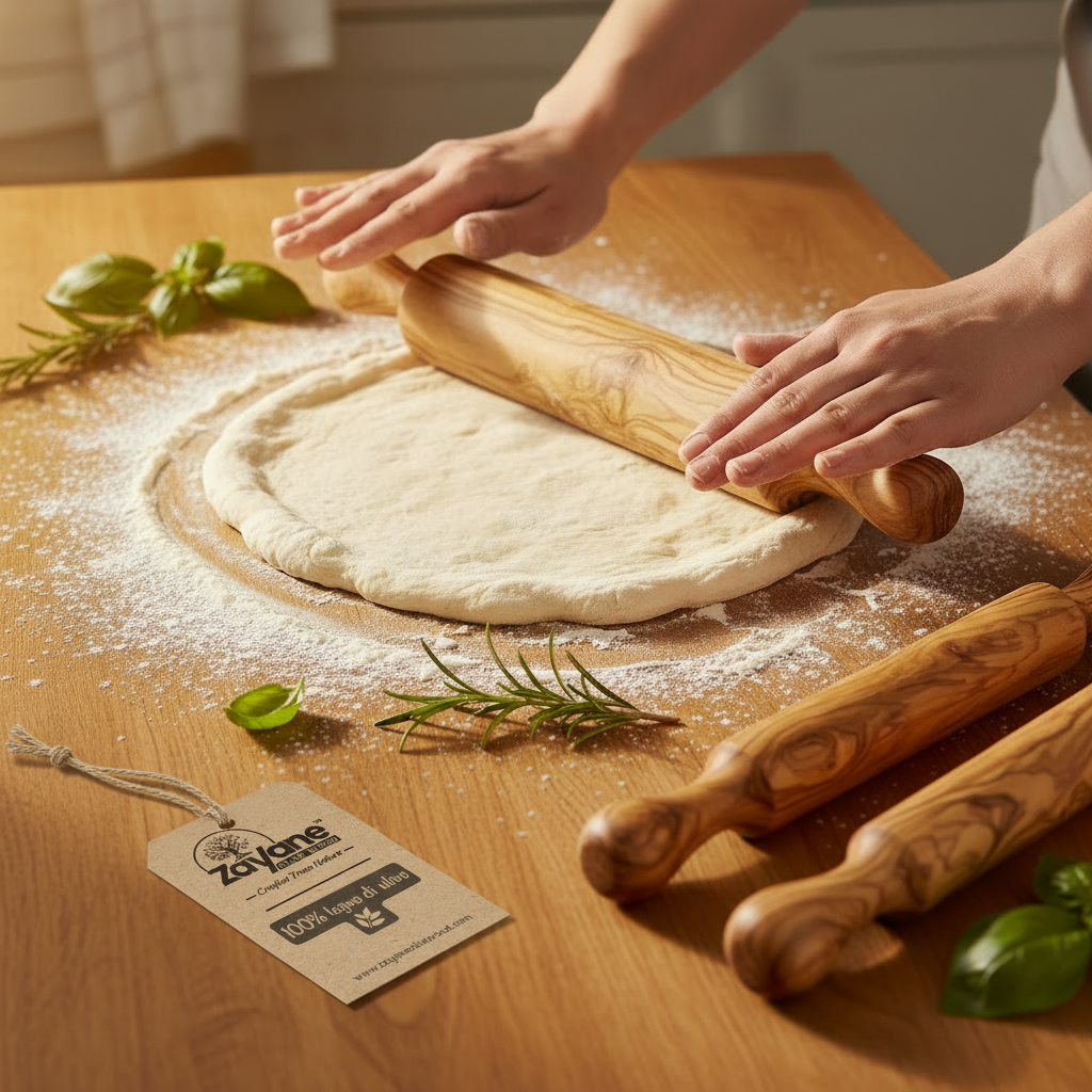 Handgefertigtes Nudelholz aus Olivenholz – Natürlicher Teigroller für Pasta und Gebäck – M, L, XL – Zayane™