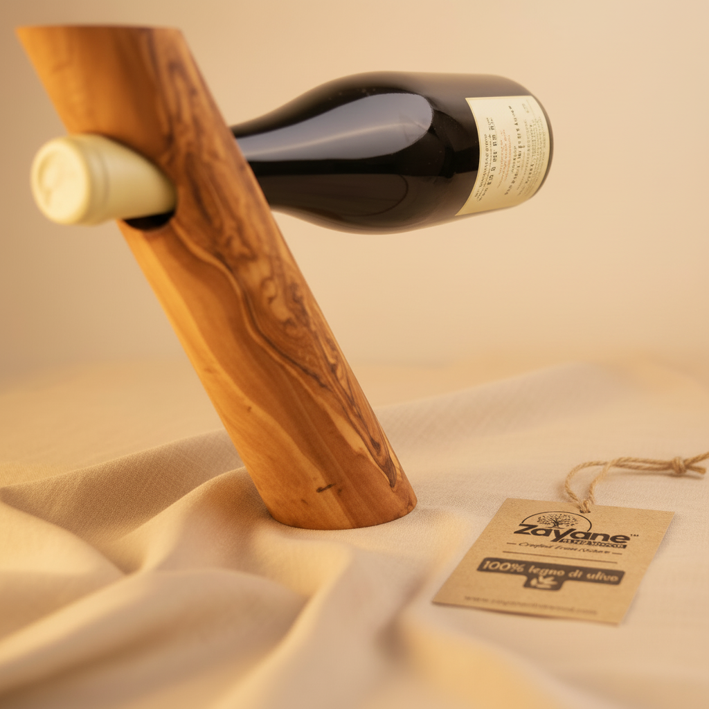 Portabottiglie Artigianale Obliquo in Legno d’Ulivo – Zayane™