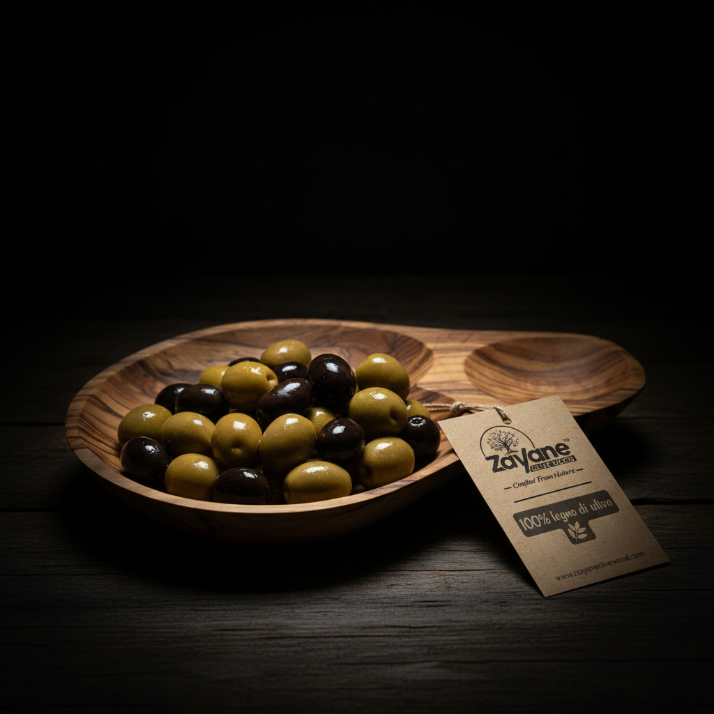Olivenholz Aperitif-Tablett mit Saucenhalter | Zayane™