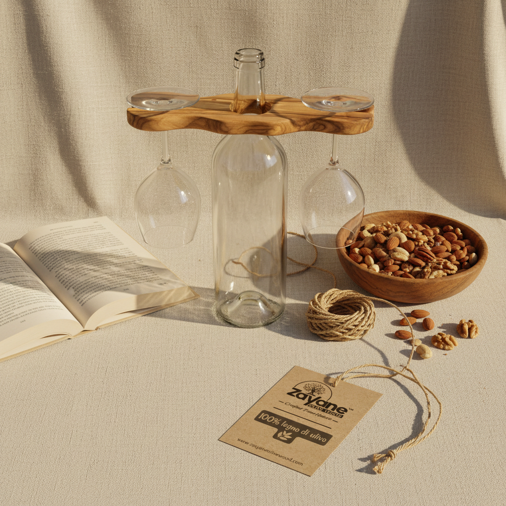 Portabicchieri da Vino Artigianale in Legno d’Ulivo – Zayane™