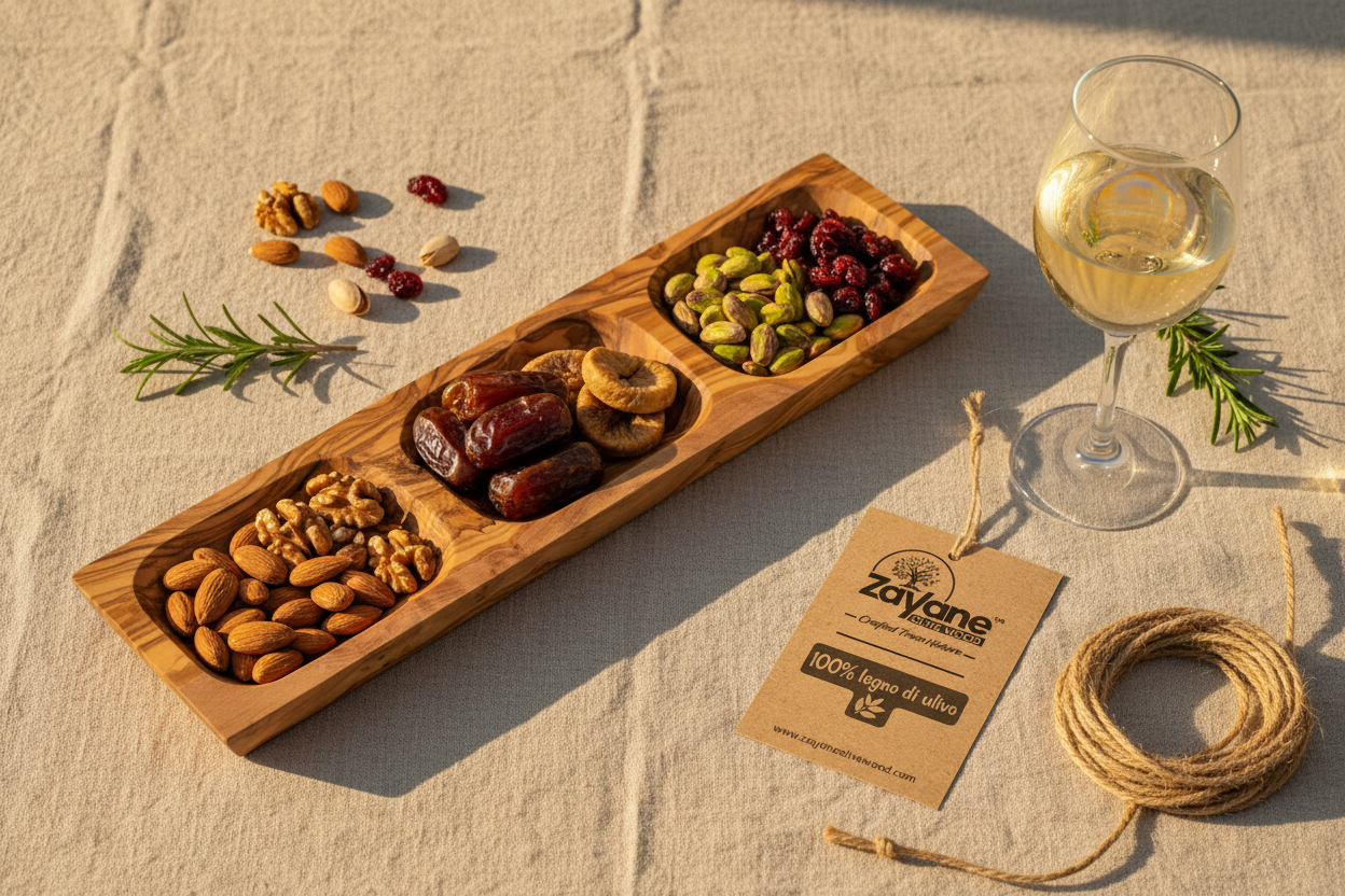 Servierplatte 3-teilig rechteckig oder oval – aus Olivenholz | Zayane™