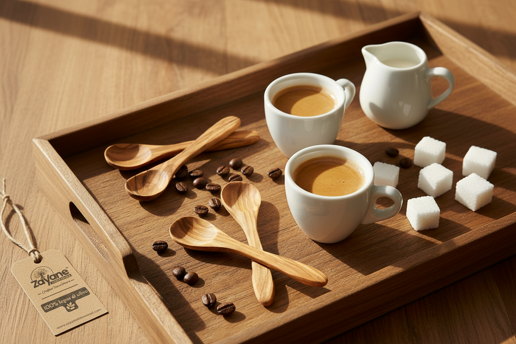Set 4 Cucchiaini da Caffè in Legno d'Ulivo | Zayane™