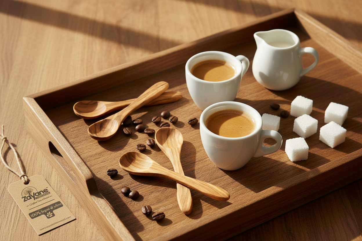 Set 4 Cucchiaini da Caffè in Legno d'Ulivo | Zayane™
