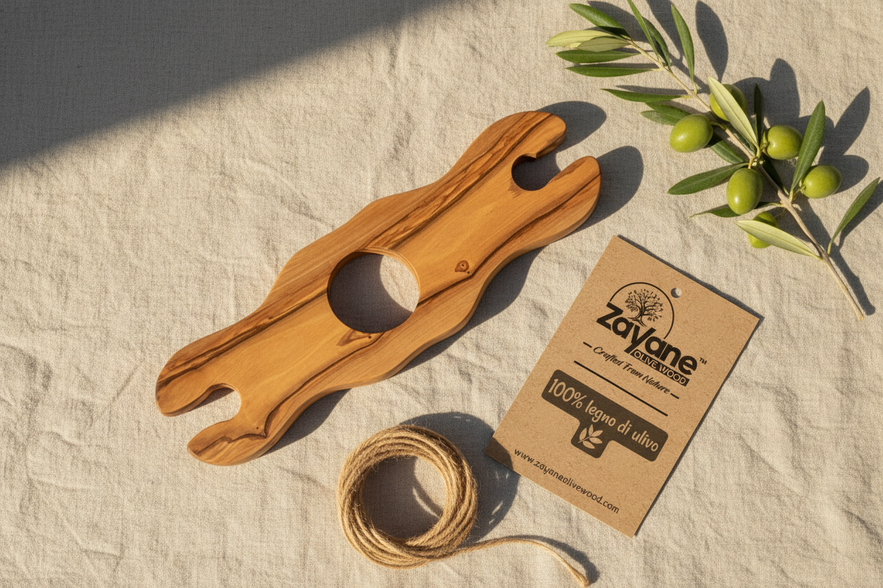 Portabicchieri da Vino Artigianale in Legno d’Ulivo – Zayane™