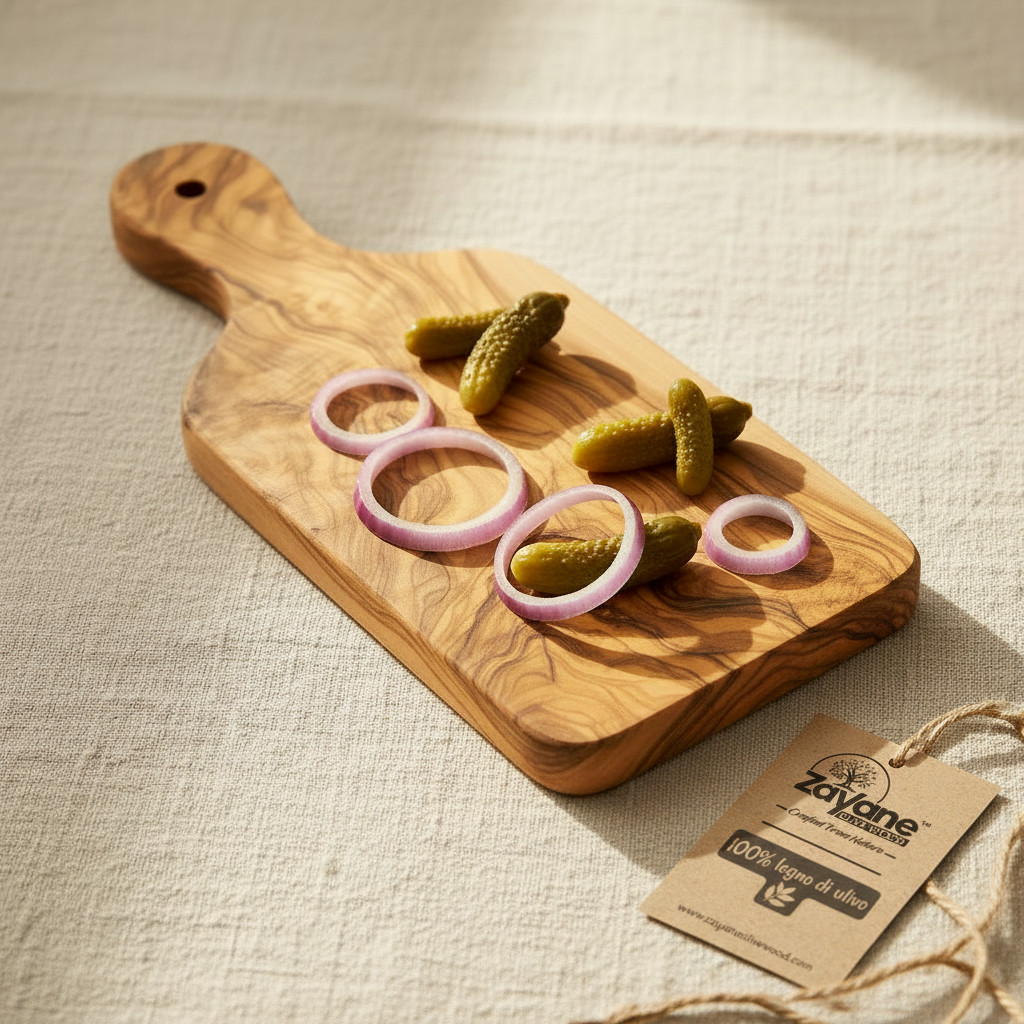 Set of 3 Chopping Boards – Long Olive Wood Handle | Zayane™