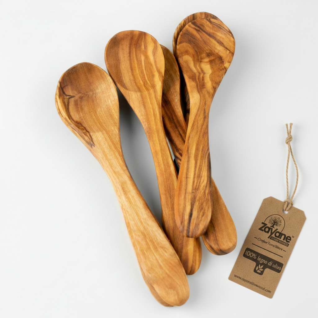 Set 4 Cucchiaini da Caffè in Legno d'Ulivo | Zayane™