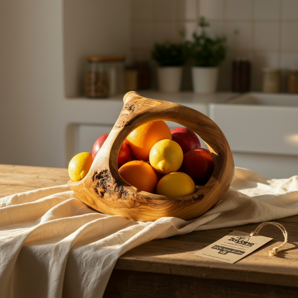 Handcrafted Olive Wood Fruit Basket – 2 Shapes | Zayane™