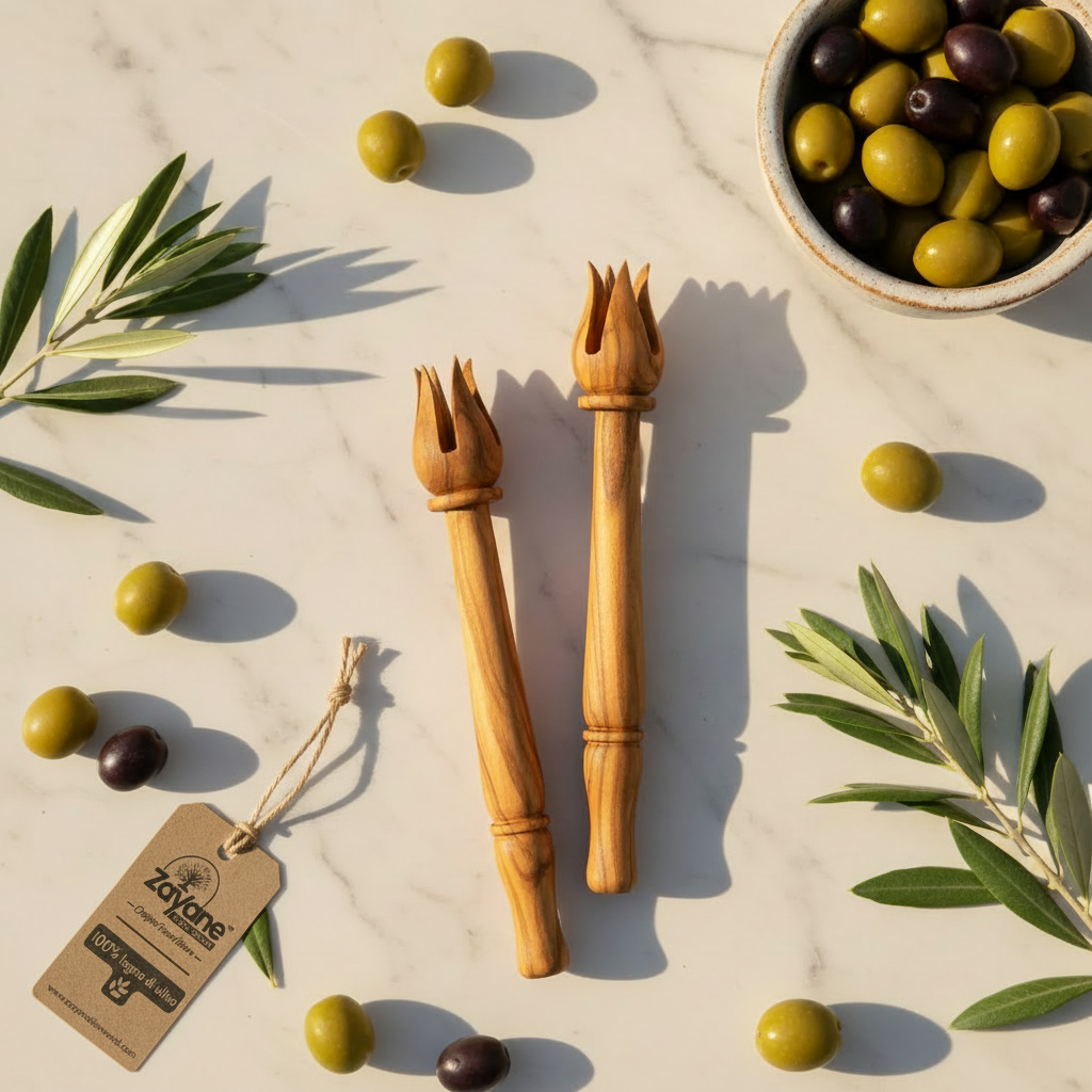 Olive Wood Tongs – Single or Set | Zayane™