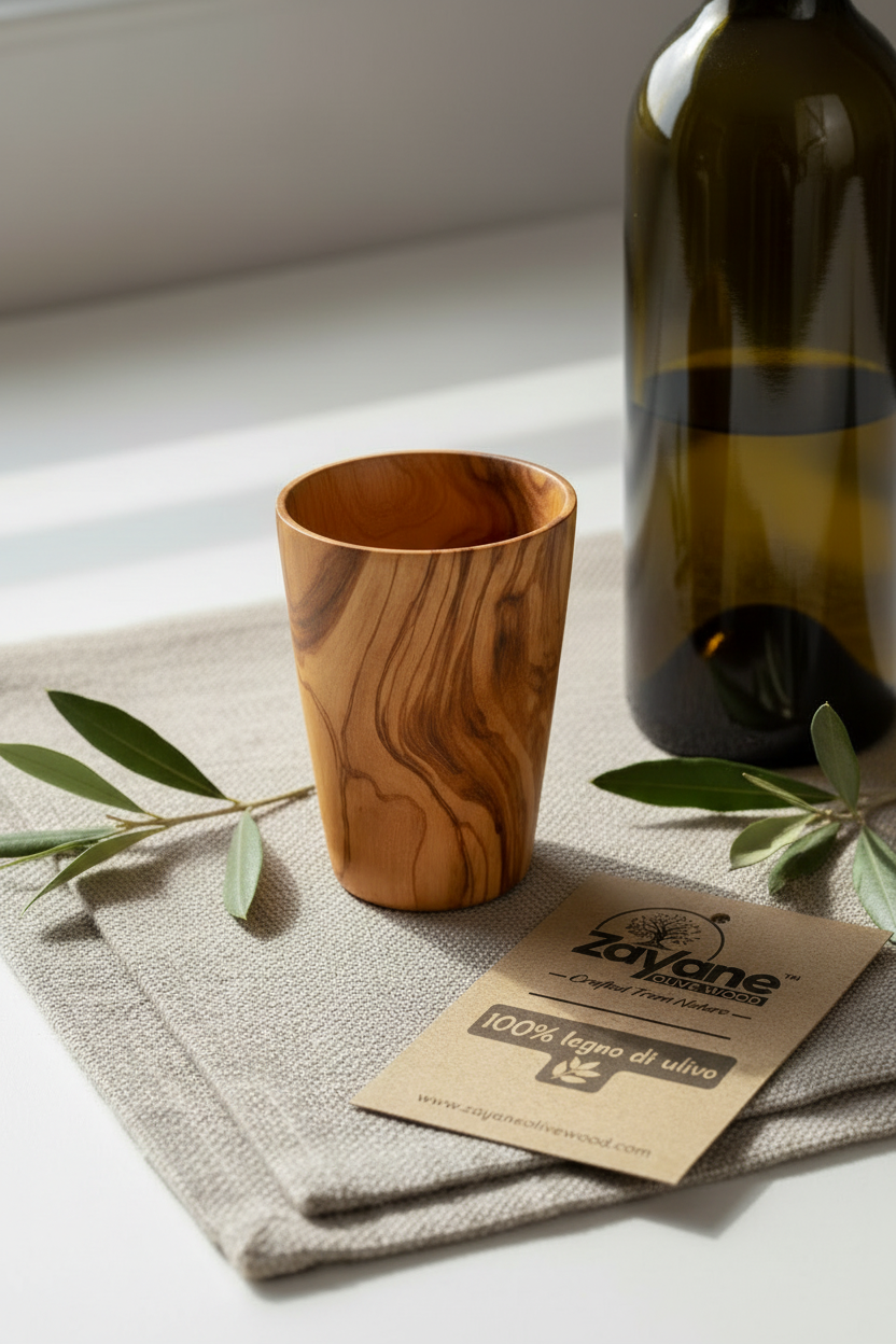 Handgefertigtes Glas aus Olivenholz – Elegant und natürlich – 1, 4 oder 6 Stück – Zayane™