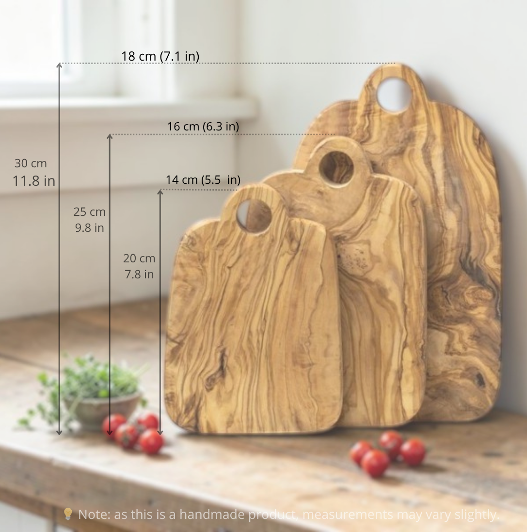 3er Set Schneidebretter – Runder Griff aus Olivenholz | Zayane™