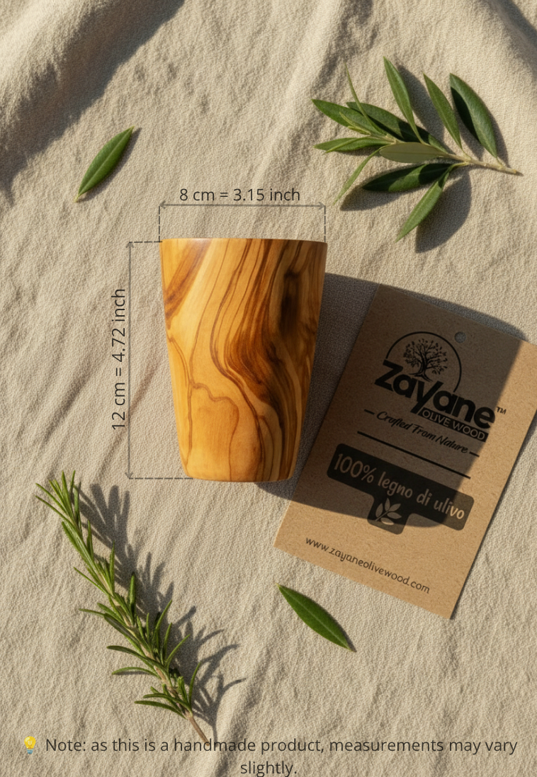 Handgefertigtes Glas aus Olivenholz – Elegant und natürlich – 1, 4 oder 6 Stück – Zayane™