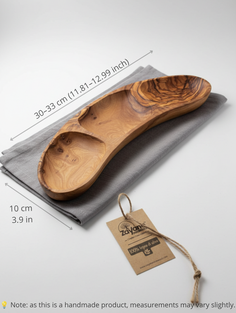 Servierplatte 3-teilig rechteckig oder oval – aus Olivenholz | Zayane™