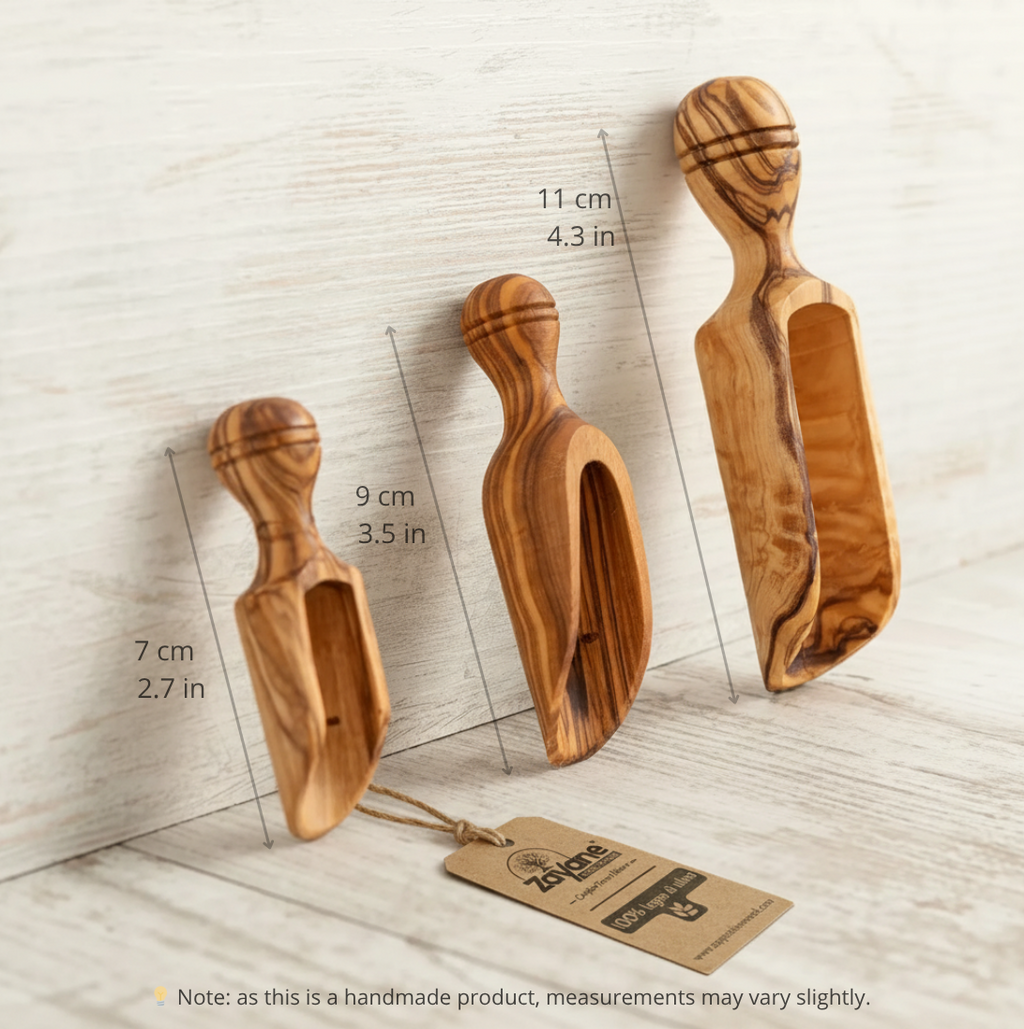 Set 3 Cucchiaini Dosatori in Legno d'Ulivo | Zayane™
