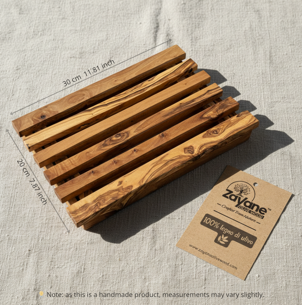 Vassoio Taglia Pane in Legno d’Ulivo con Raccogli Briciole | Zayane™