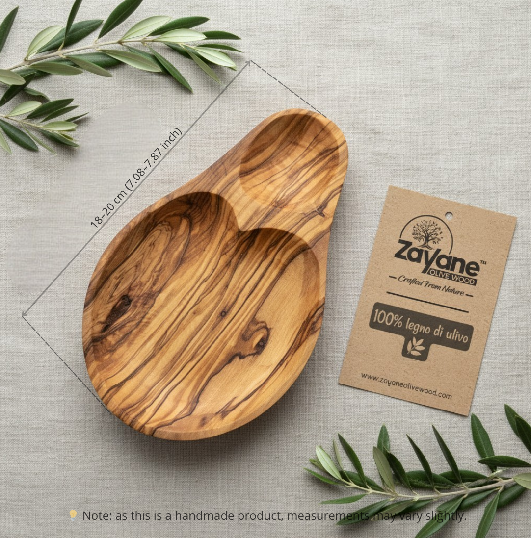 Olivenholz Aperitif-Tablett mit Saucenhalter | Zayane™