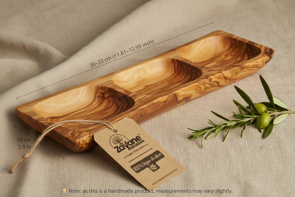 Servierplatte 3-teilig rechteckig oder oval – aus Olivenholz | Zayane™