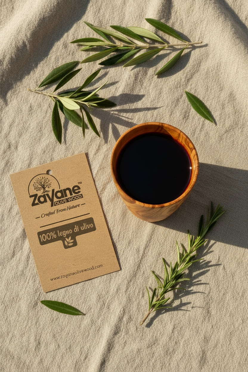 Handgefertigtes Glas aus Olivenholz – Elegant und natürlich – 1, 4 oder 6 Stück – Zayane™