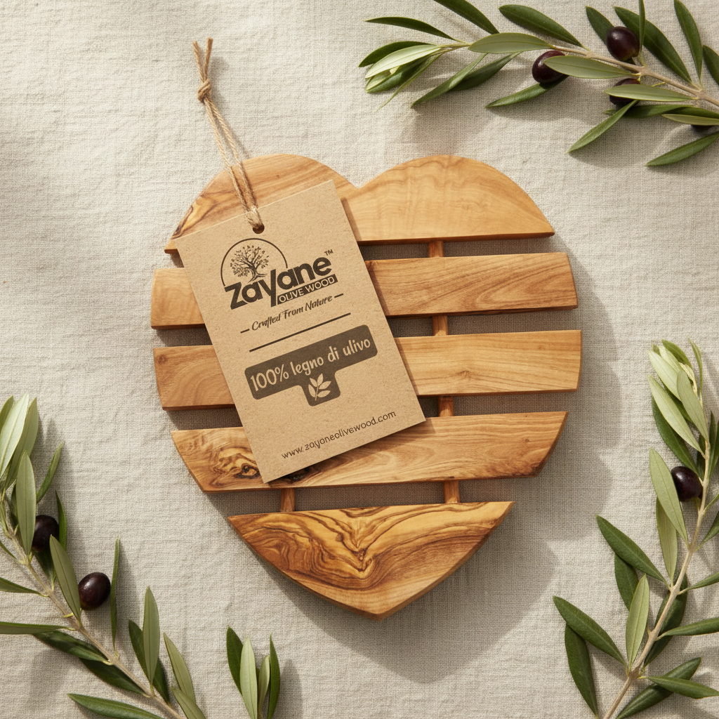 Sottopentola – mela, cuore, pera, pesce in legno d’ulivo | Zayane™