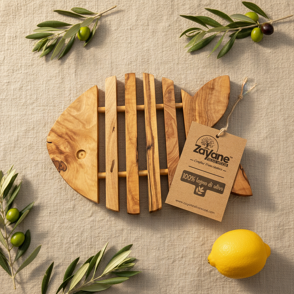 Sottopentola – mela, cuore, pera, pesce in legno d’ulivo | Zayane™