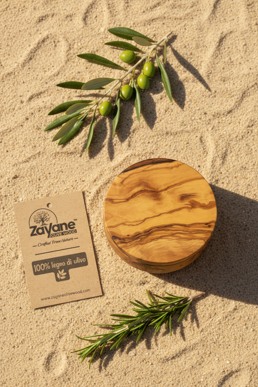 Salzstreuer mit drehbarem Holzdeckel aus Olivenholz handgefertigt | Zayane™