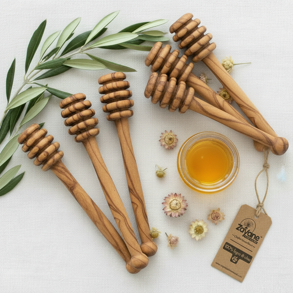 Cucchiaio da Miele in Legno d'Ulivo – Singola o Set | Zayane™