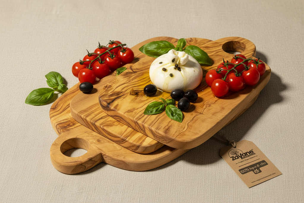 3er Set Schneidebretter – Runder Griff aus Olivenholz | Zayane™