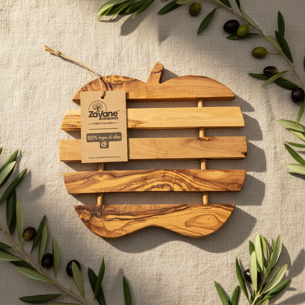 Untersetzer – Apfel, Herz, Birne, Fisch aus Olivenholz | Zayane™
