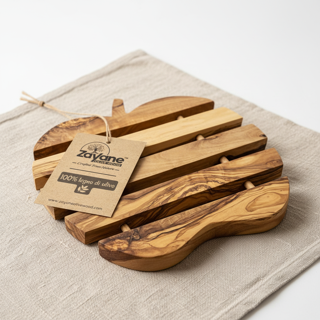 Sottopentola – mela, cuore, pera, pesce in legno d’ulivo | Zayane™