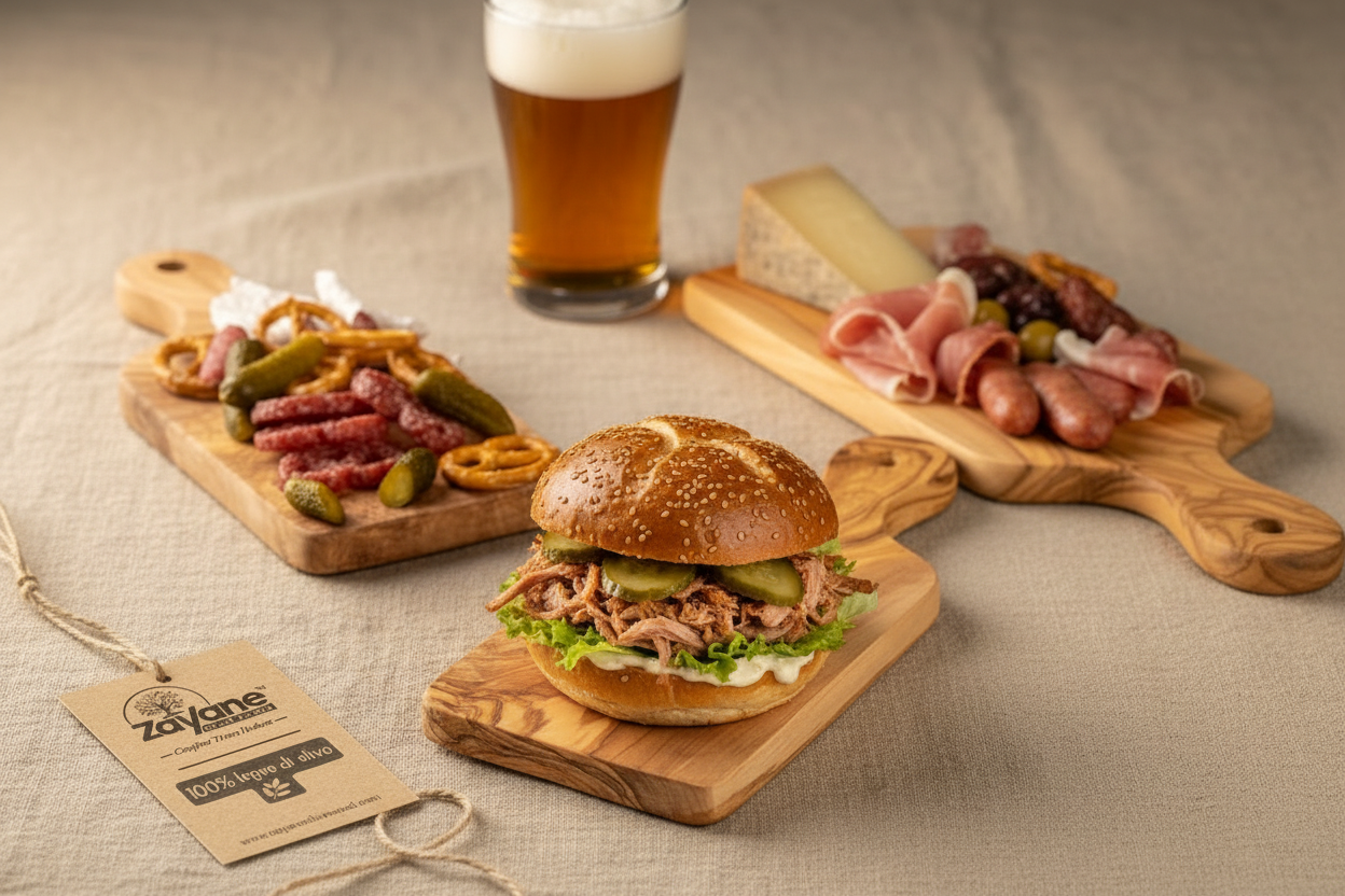 Set of 3 Chopping Boards – Long Olive Wood Handle | Zayane™