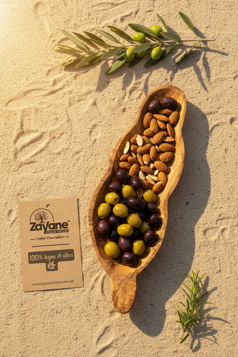Serviertablett aus Olivenholz – Handgemacht – für Snacks und Aperitifs | Zayane™