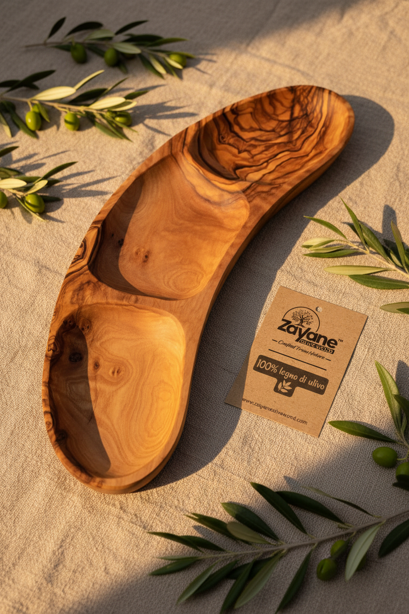 Servierplatte 3-teilig rechteckig oder oval – aus Olivenholz | Zayane™