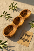 Vassoio Aperitivo a 3 Sezioni a Forma di Barca in Legno d’Ulivo – Zayane™